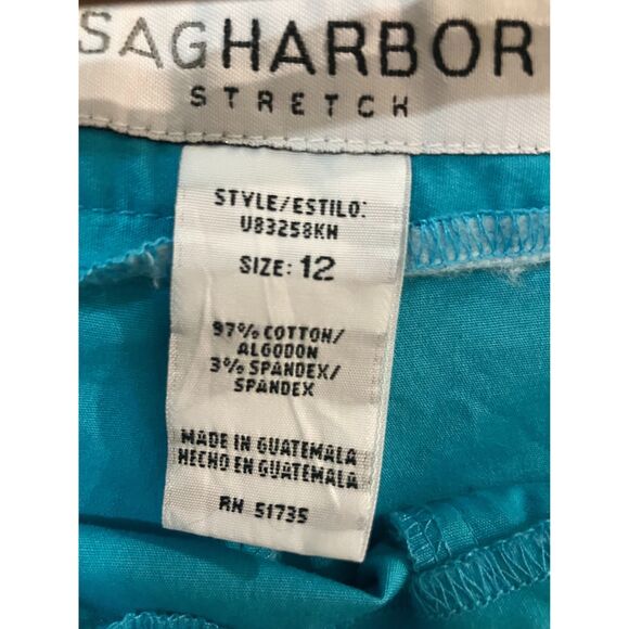 Sag Harbor Turquoise Bermuda Shorts Size 12 - Stretch Cotton Blend - Picture 2 of 5
